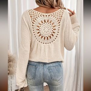 GORGEOUS Crochet Back Design Sweater